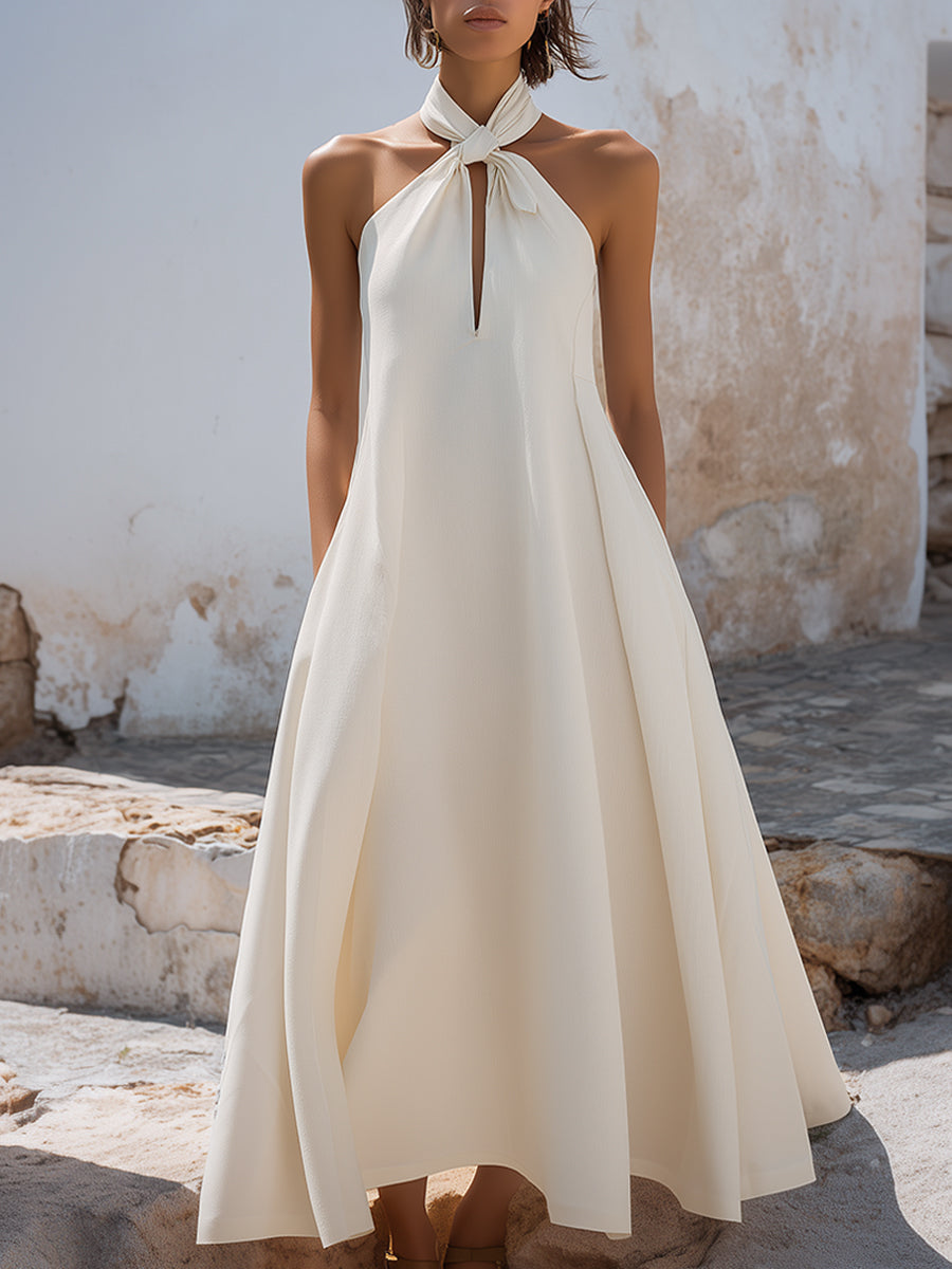 Twist Halter Neck A-Line Maxi Dress