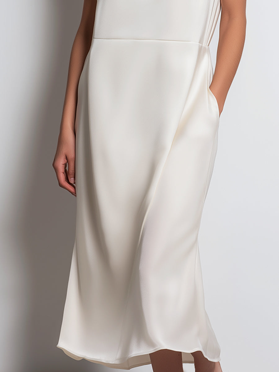 Sleeveless Minimalist Midi Dress With Structured Shoulders