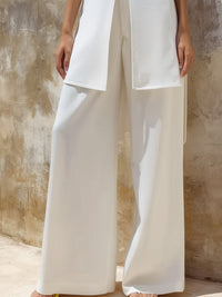 Sleeveless High-Neck Longline Top & Wide-Leg Pants Set