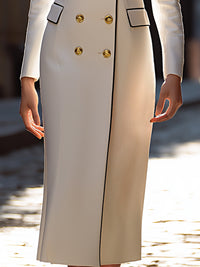 White Double-Breasted Blazer Dress With Black Piping