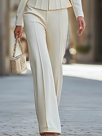 Ivory White Skinny Blazer And Slim-Fit Pants Set
