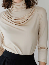 Draped High-Neck Jersey Top
