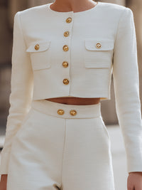 Cropped Jacket And High-Waist Shorts Set