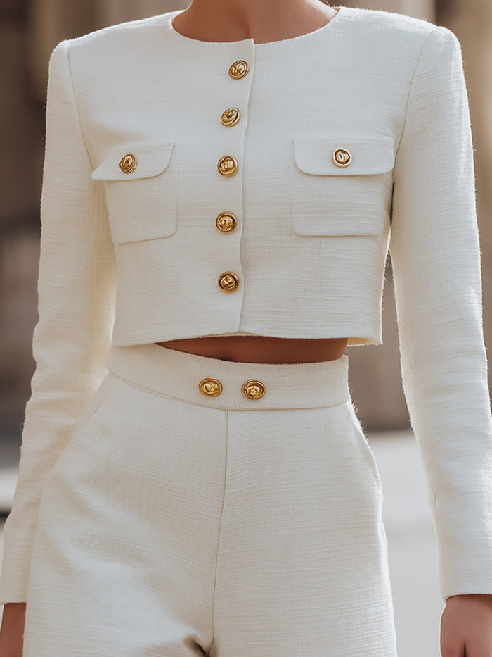 Cropped Jacket And High-Waist Shorts Set