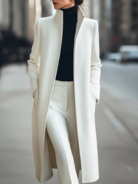 Structured High-Neck Wool-Blend Coat