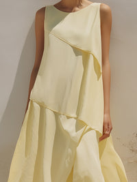 Elegant Asymmetrical Layered Chiffon Midi Dress