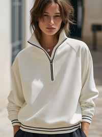 Zip-Collar Sport Luxe Knit Sweatshirt