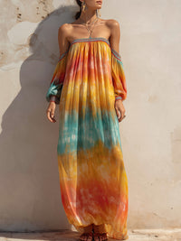 Off-Shoulder Gradient Flow Maxi Dress