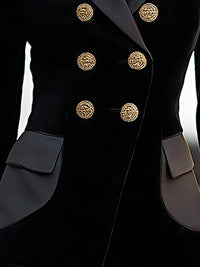 Velvet Military-Inspired Double-Breasted Blazer