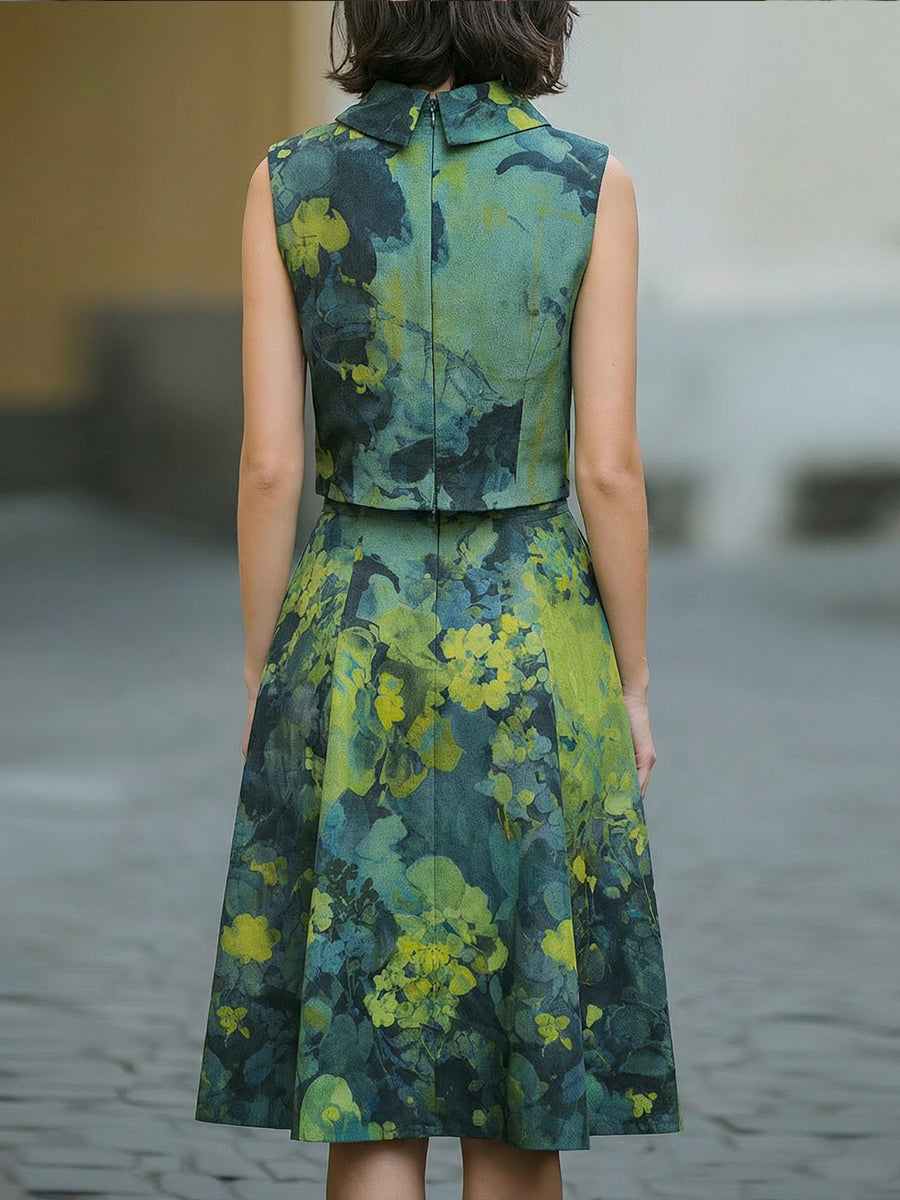 Sleeveless Printed Top & Midi Skirt Coordinated Set