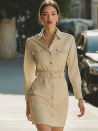 Belted Utility Shirt Dress
