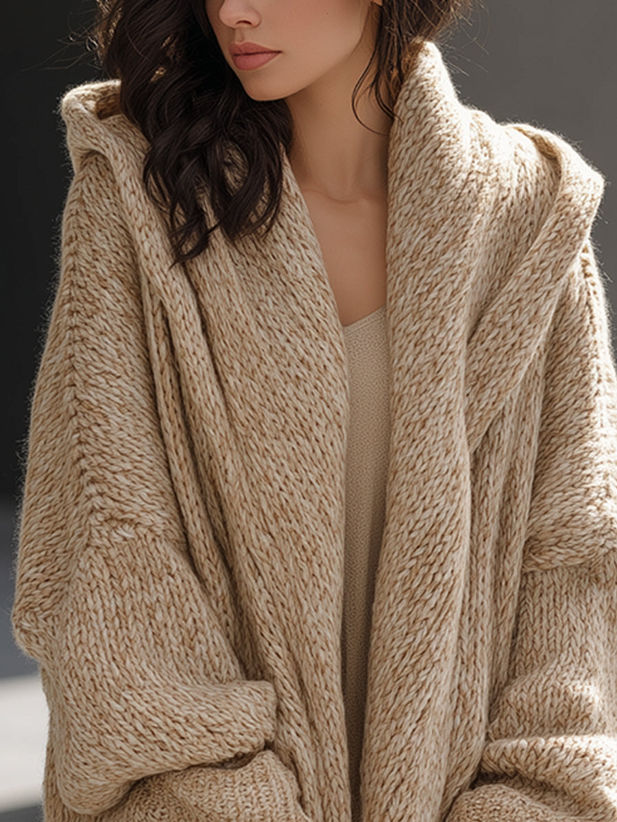 Oversized Hooded Chunky Knit Cardigan
