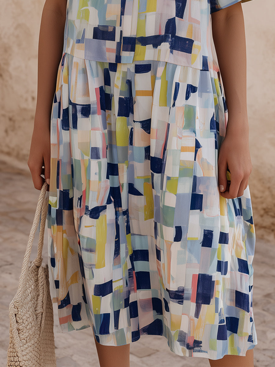 Abstract Print Relaxed Midi Dress