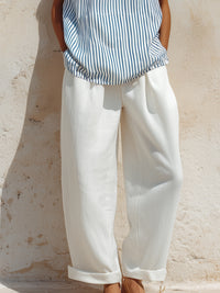 Striped Sleeveless Top & Relaxed Wide-Leg Pants Set