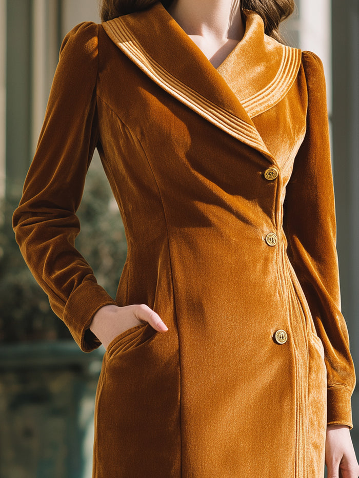 Velvet Shawl-Collar Maxi Dress