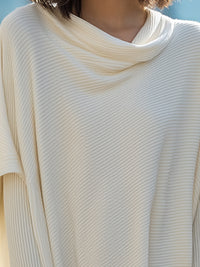 Asymmetric Cape Sweater With Draped Scarf Collar