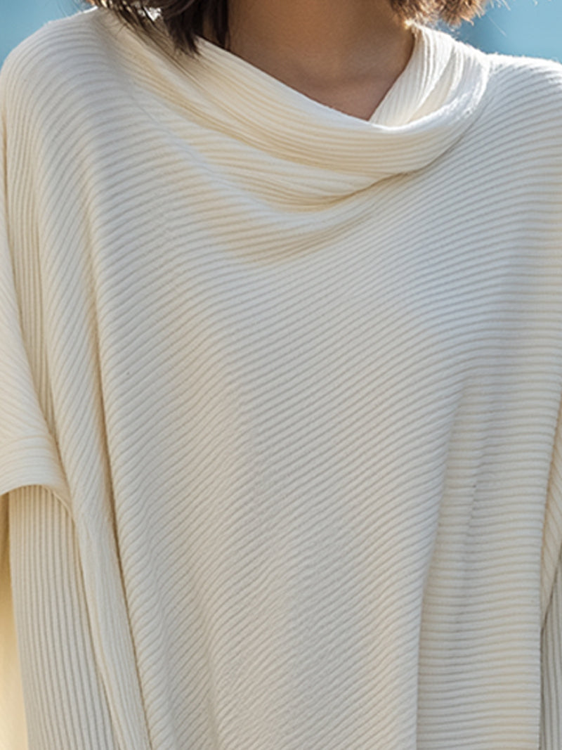 Asymmetric Cape Sweater With Draped Scarf Collar