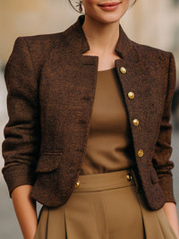 Chestnut Brown Cropped Tweed Jacket
