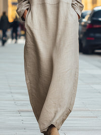 Relaxed Linen-Blend Maxi Dress With Drop Shoulders