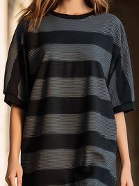 Striped Knit Short Sleeve Shift Dress