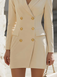 Cream Double-Breasted Tailored Blazer Mini Dress