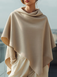Sand Drape Asymmetric Knit Poncho
