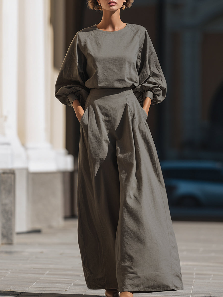 Minimalist Wide-Leg Two-Piece Set