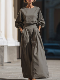 Minimalist Wide-Leg Two-Piece Set