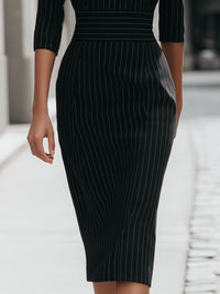 Minimalist Pinstriped Midi Dress