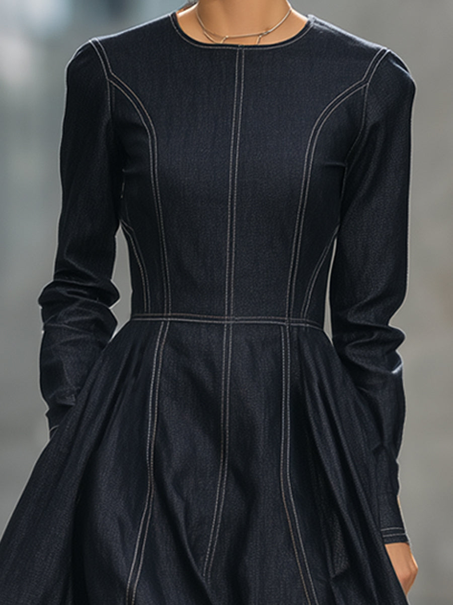 Structured Panel Seam Midi Dress