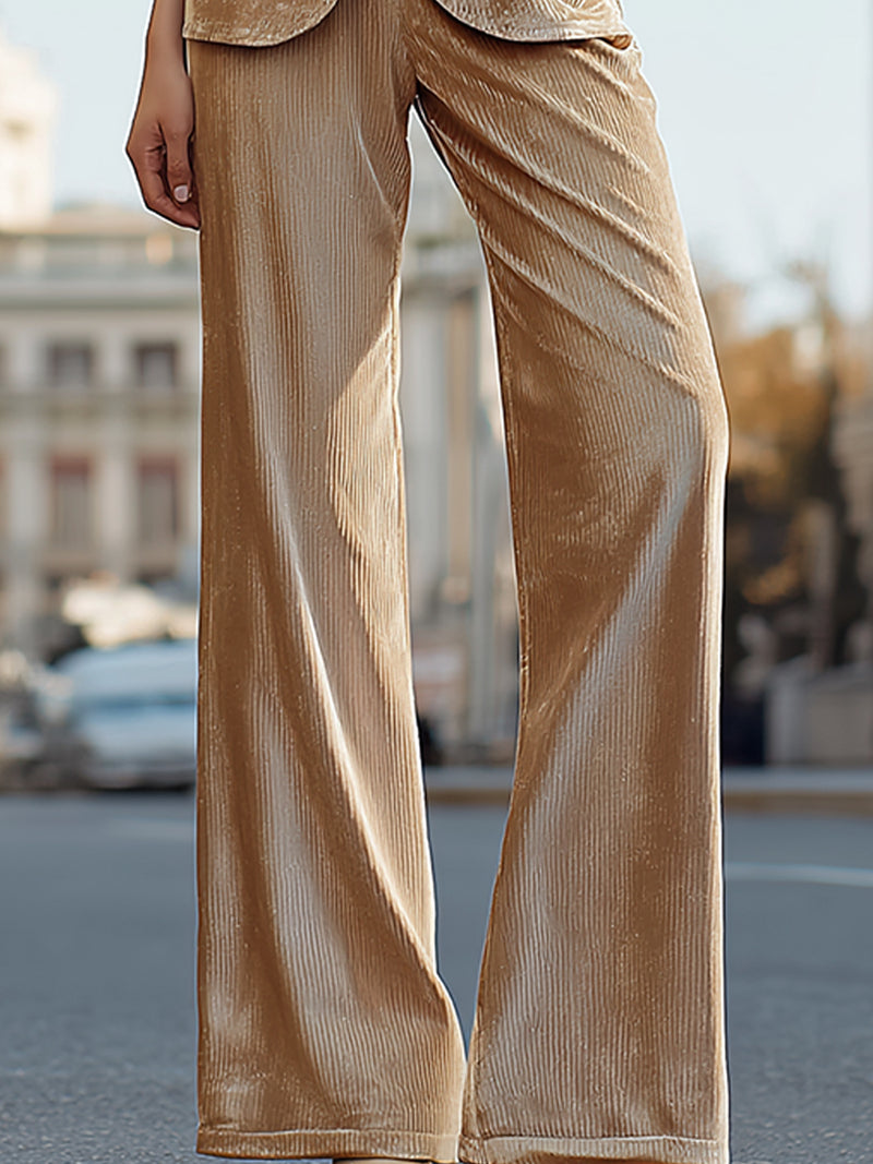 Velvet Belted Blazer Pantsuit With Crystal Lapels