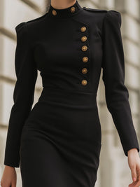 Military-Inspired  Buttoned Mini Dress