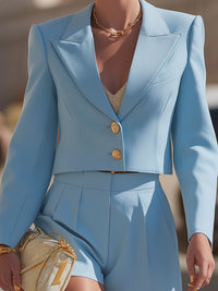 Cropped Blazer And High-Waist Shorts Set