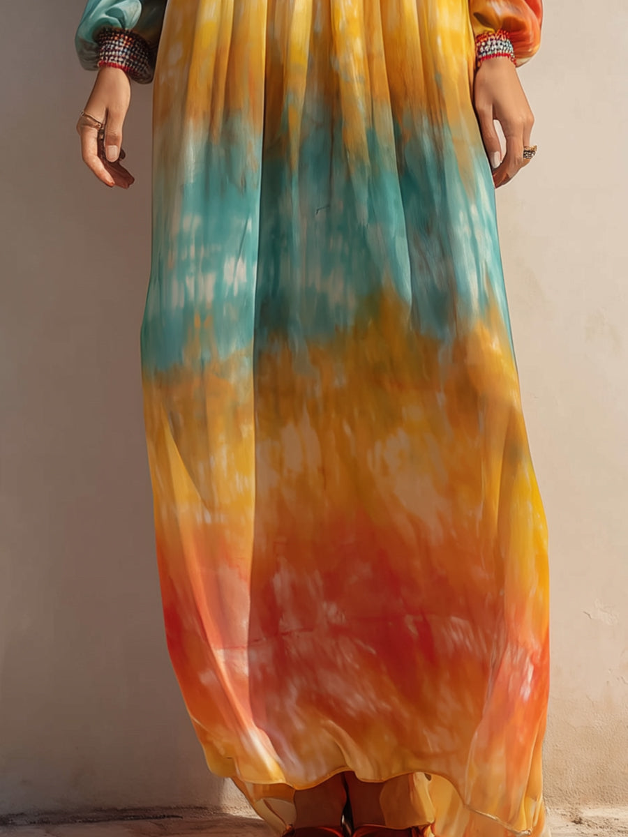 Off-Shoulder Gradient Flow Maxi Dress
