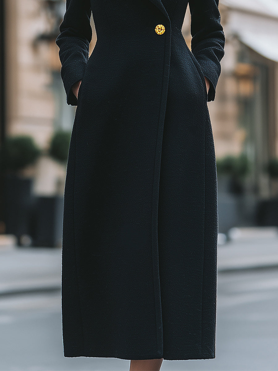 Elegant Single-Breasted Long Coat