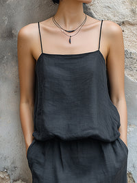 Linen Layered Camisole Skirt Set