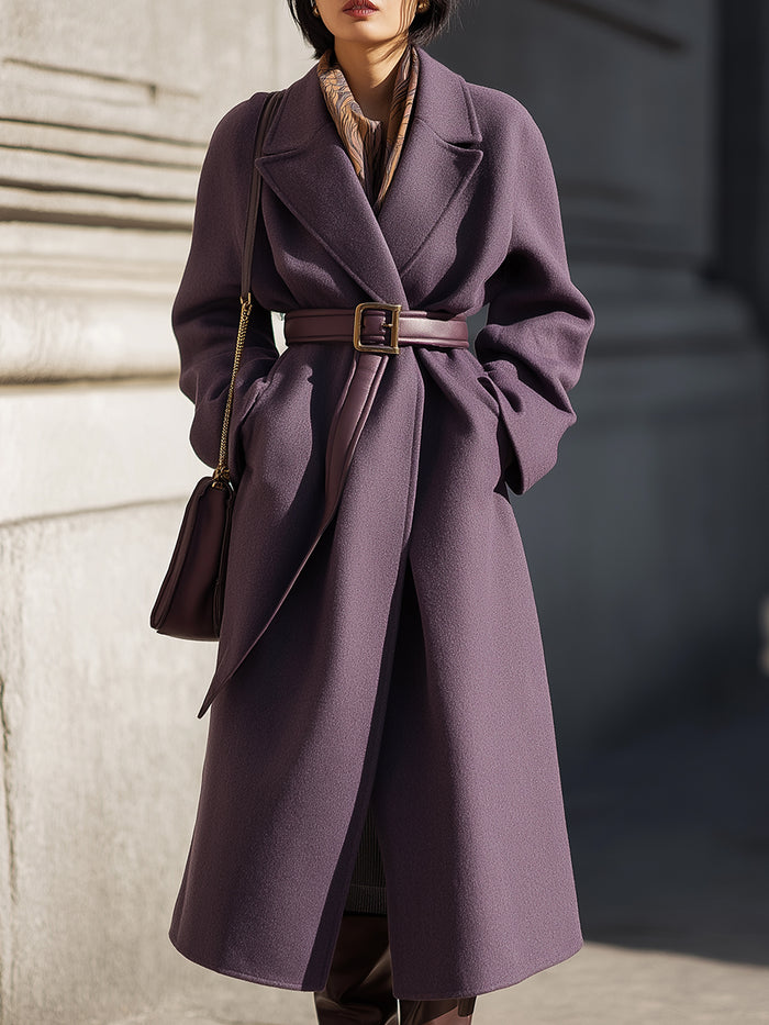 Premium Wool Wide Lapel Tie Coat