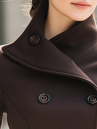 Elegant Double-Breasted Peacoat With Asymmetric Collar