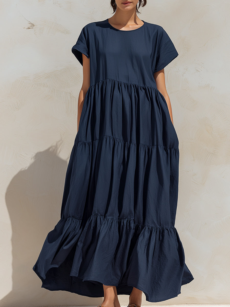 Relaxed Tiered Short Sleeve Maxi Dress