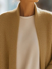 Sand Beige Oversized Knit Cardigan