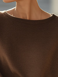 Mocha Brown Drawstring Hem Knit Top