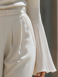 Pleated Sleeve Relaxed Sweater