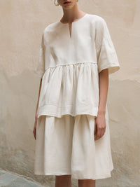 Short Sleeve Peplum Top & A-Line Skirt Coordinated Set