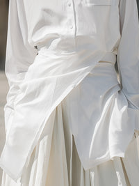 Asymmetric Drape Detail Oversized White Shirt