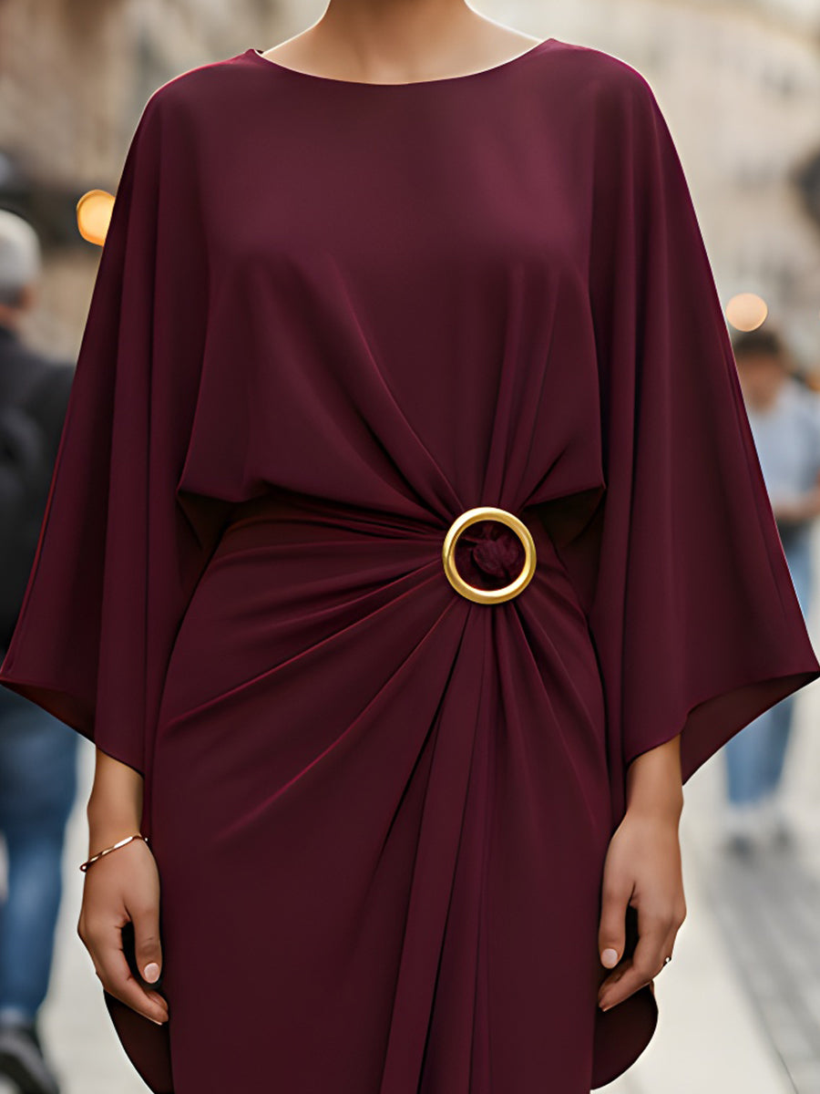 Draped Maxi Dress With Gold Ring Detail
