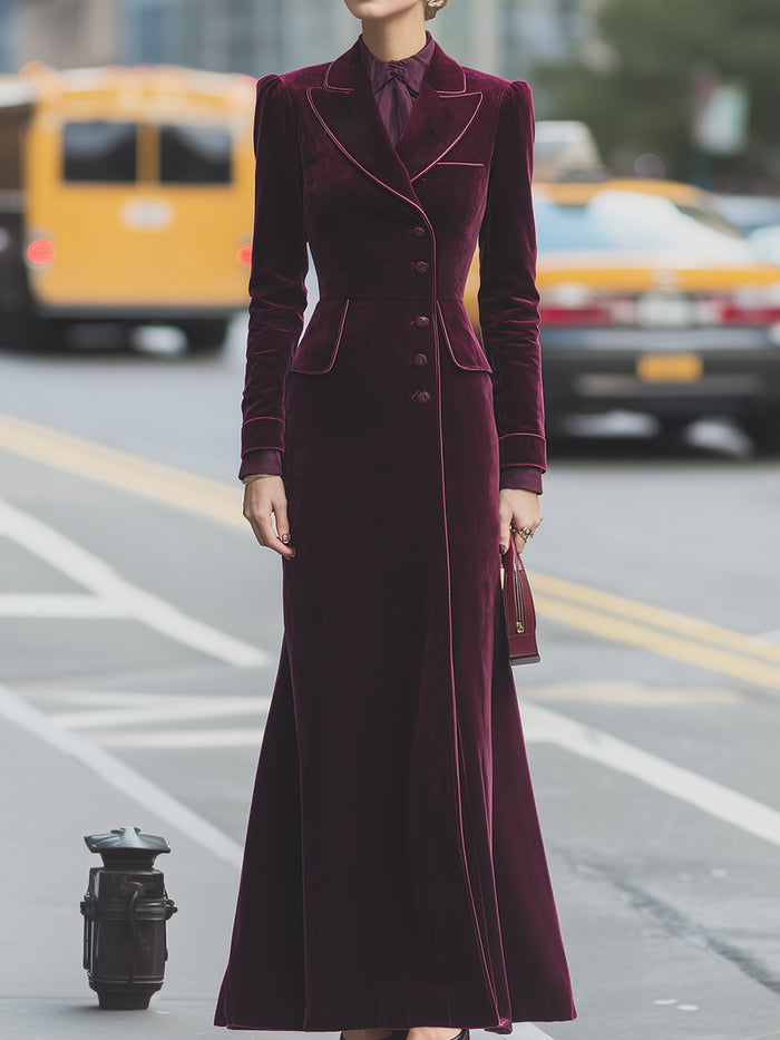 Velvet Tailored Maxi Coat Dress