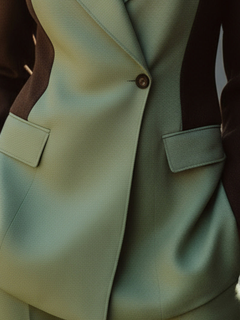 Colorblock Double-Breasted Blazer
