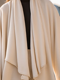 Ivory Drape-Front Oversized Wool Coat