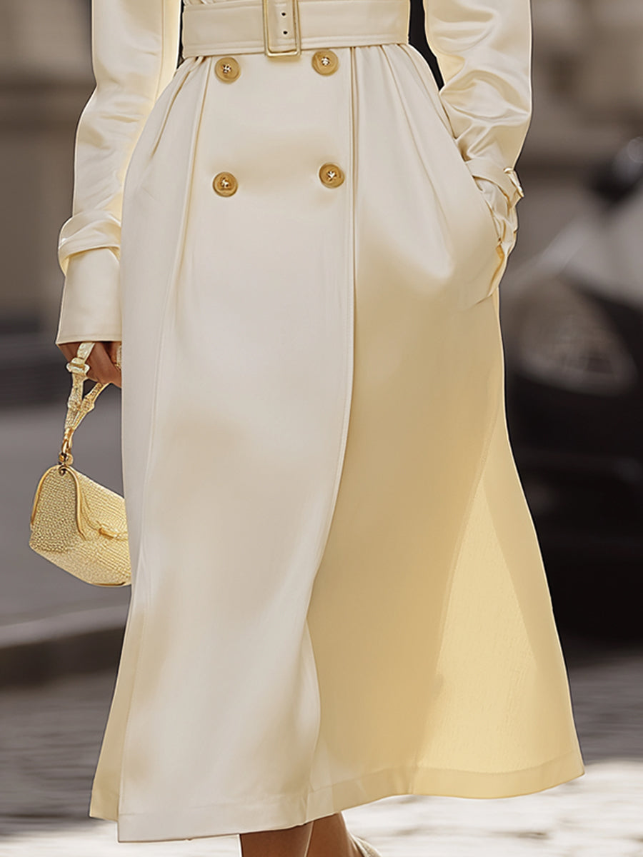 Satin Double-Breasted Trench Coat