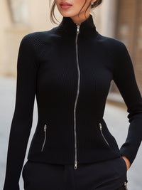 Asymmetric Pleated Panel Turtleneck Top